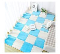 Playmat Interlocking Carpet Tiles Pack of 10 Multicolor 12x12 inch(Blue+White)
