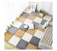 Playmat Lot de 10 Dalles Moquette emboîtables Multicolores 30,5 x, cm,Carrés de Mousse pour Tapis(White+Gray+Khaki)