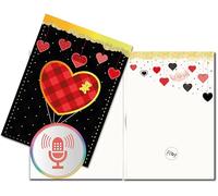 PlayMegram Carte de vœux personnalisable avec fonction d'enregistrement - Carte de vœux audio en forme de cœur avec accents dorés - Pour Saint-Valentin, mariage, anniversaire et occasions générales