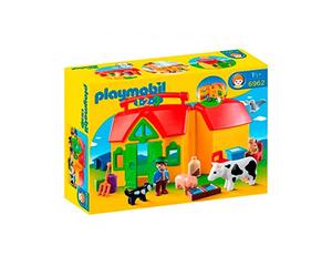 Playmobil 1.2.3 6962 Ferme transportable avec Animaux - avec Un Personnage, des Animaux et des Accessoires - Mes Premiers Apprendre en s'amusant - pour Les Tout-Petits 18-36 Mois