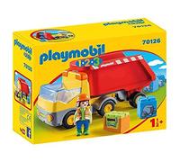 Playmobil 1.2.3 70126 Camion Benne - avec Un Personnage, des Pierres, des Outils et Une Benne - Mes Premiers Apprendre en s'amusant - pour Les Tout-Petits 18-36 Mois