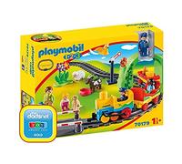 Playmobil 1.2.3 70179 Train avec passagers et Circuit - avec des Rails, Une barrière et différents Animaux - Mes Premiers Apprendre en s'amusant - pour Les Tout-Petits 18-36 Mois