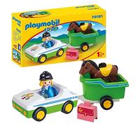 Playmobil 1.2.3 Cavalière avec voiture et remorque