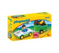 Playmobil 1.2.3 Cavalière avec voiture et remorque