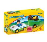 Playmobil 1.2.3 Cavalière avec voiture et remorque