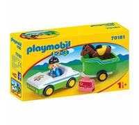 PLAYMOBIL 1.2.3. 70181 Voiture avec remorque pour chevaux