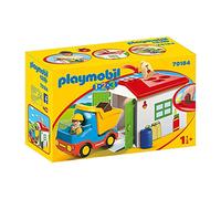 Playmobil 1.2.3 70184 Ouvrier avec Camion et Garage - avec Un Personnage, Un Camion, Un Garage et des Accessoires - Mes Premiers Apprendre en s'amusant - pour Les Tout-Petits 18-36 Mois