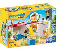 Playmobil 1.2.3 70399 Garderie transportable - avec Trois Personnages, Une balançoire, Un Toboggan et Plus Encore - Mes Premiers Apprendre en s'amusant - pour Les Tout-Petits 18-36 Mois