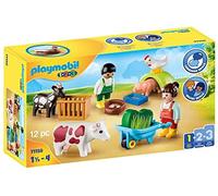 Playmobil 1.2.3 71158 Animaux de la Ferme - avec Deux Personnages, des Animaux et des Accessoires - Mes Premiers Apprendre en s'amusant - pour Les Tout-Petits 18-36 Mois