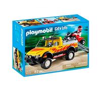 Playmobil – Jouet enfant garçon Pick-up et quad de course 4228 – Rouge – Neuf