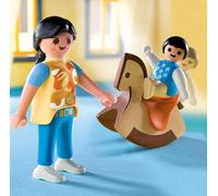 Playmobil - 4744 - Jeu de Construction - Maman avec bébé sur Cheval à Bascule