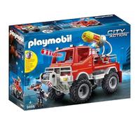 Playmobil - 4X4 de Pompier avec Lance-Eau - Rouge - Pour Enfant de 5 ans et plus