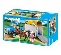 Playmobil - 5223 - Jeu de Construction - Voiture avec Remorque et Cheval