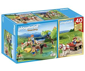Playmobil - 5457 - Figurine - Compact Set Anniversaire - Cavaliers avec Poneys Et Carriole