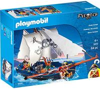 PLAYMOBIL 5810 Chaloupe pirates, avec canon et flotte dans l'eau, 84 pieces, Des 4 ans