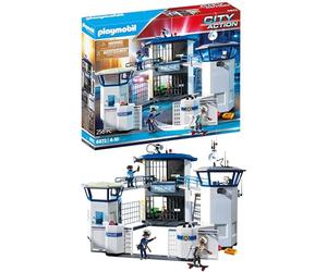 Playmobil 6872 Centre de Commande de la Police avec Prison - City Action - Comprend Trois Personnages, Deux cellules, Une hélisurface et des Accessoires - Dès 4 Ans