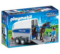 PLAYMOBIL 6922 Policière avec Cheval et remorque, Multicolore