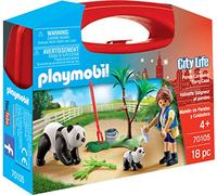 Playmobil Mallette transportable City Life 70105 Soigneur et pandas, Zoo animaux multicolore