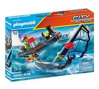 Playmobil Jouet City Action 70141 – Vedette de sauveteurs et planchiste, avec chien, dès 4 ans