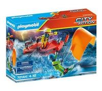 Playmobil Jouet City Action 70144 Sea Rescue – Sauvetage kitesurfeur avec bateau rapide – dès 4 ans