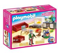 Playmobil 70207 Dollhouse Living Room with Fireplace, With Lighting Effect, for