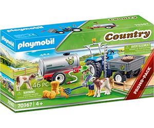 Playmobil 70367 Country Loading Tractor with Water Tank, for Children Ages 4+