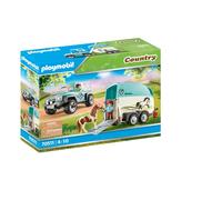 Playmobil 70511 Voiture et Van pour Poney - Country - avec Deux Personnages, Un Poney et Un 4x4 Qui Comprend Une remorque - Univers Equitation Animaux - Dès 4 Ans