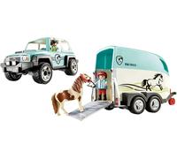 Playmobil 70511 Voiture et Van pour Poney - Country - avec Deux Personnages, Un Poney et Un 4x4 Qui Comprend Une remorque - Univers Equitation Animaux - Dès 4 Ans