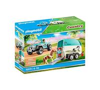 Playmobil 70511 Voiture et Van pour Poney - Country - avec Deux Personnages, Un Poney et Un 4x4 Qui Comprend Une remorque - Univers Equitation Animaux - Dès 4 Ans