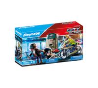 Playmobil 70572 Policier avec Moto et Voleur - City Action - avec Deux Personnages, Un véhicule et Un Distributeur Automatique - Intervention Poursuite en Moto - Dès 4 Ans