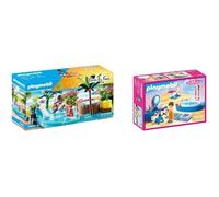 PLAYMOBIL 70611 Pataugeoire avec Bain a Bulles- Family Fun- Le Parc Aquatique & 70211 Salle de Bain avec Baignoire - Dollhous