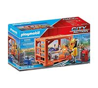 Playmobil 70774 Ouvrier et conteneur - City Action- Le Cargo- Port Ouvrier
