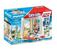 Playmobil 70818 Starter Pack Cabinet de pédiatre - City Life - avec Deux Personnages, Une Table d'auscultation et des Accessoires - L'Hôpital - Coffret découverte idée Cadeau - Dès 4 Ans
