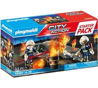 Playmobil 70907 Starter Pack Pompiers et Incendie - City Action- Les Pompiers- Coffret découverte idée Cadeau