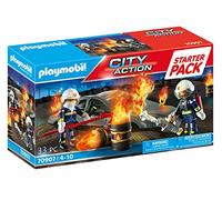 Playmobil 70907 Starter Pack Pompiers et Incendie - City Action- Les Pompiers- Coffret découverte idée Cadeau