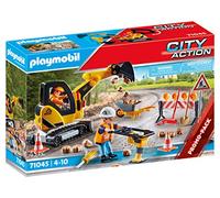 Playmobil 71045 Ouvriers de voirie - City Action - Travaux de Chantier - avec Deux Personnages, Un Engin de Construction et du matériel - Promo Pack - Ville & Métiers - Dès 4 Ans