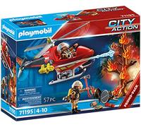 Playmobil 71195 Hélicoptère Bombardier des Pompiers - City Action - avec Deux Personnages, Un hélicoptère avec Canon à Eau pivotant et des Accessoires - Les Secouristes - Ville & Métiers - Dès 4 Ans