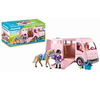Playmobil 71237 Van avec Cheval - Country - Le Club d'équitation - avec Un Personnage, Un Van, Un Cheval et des Accessoires - Animaux & Nature - Dès 4 Ans