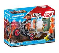 Playmobil 71256 Starter Pack Cascadeur - Stuntshow - Spectacle d'un Cascadeur entourée de Flammes - Tout Terrain Univers des Sports mécaniques - Coffret découverte idée Cadeau - Dès 4 Ans
