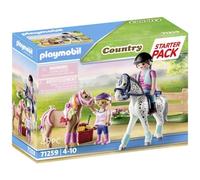 Playmobil 71259 Starter Pack Cavaliers et Chevaux - Country - Le Club d'équitation - Un Cheval, Un Poney et Deux Personnages - Coffret découverte idée Cadeau - Dès 4 Ans