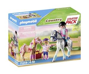 Playmobil 71259 Starter Pack Cavaliers et Chevaux - Country - Le Club d'équitation - Un Cheval, Un Poney et Deux Personnages - Coffret découverte idée Cadeau - Dès 4 Ans