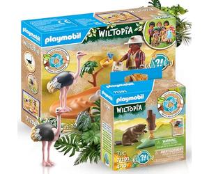 PLAYMOBIL 71296 WILTOPIA - Invité chez Papa Strauß 71291 Wiltopia - Les castors offrent une expérience de jeu fascinante pour les petits amis des animaux
