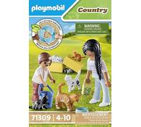 Playmobil 71309 Famille de Chats avec Femme et Enfant - La Vie à la Ferme - Découvrir l'agriculture - La Gamme Ferme est fabriquée avec Plus de 80% de matériaux recyclés ou biosourcés en Moyenne.