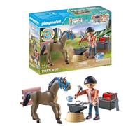 PLAYMOBIL 71357 Maréchal-ferrant - Horses of Waterfall - Avec le personnage de Ben, une forge lumineuse et un cheval.Fabriqué avec plus de 80% de matériaux recyclés ou biosourcés en moyenne. Dès 5 ans