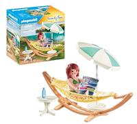 Playmobil 71428 Vacancière et hamac - Contient 1 Personnage, 1 Parasol et de Nombreux Accessoires. - Univers du Camping - Contient 1 Personnage, 1 Parasol et de Nombreux Accessoires.