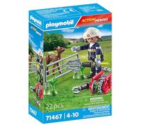 Playmobil 71467 Pompier avec Faon à sauver - Action Hereos - avec Un Personnage, Un Faon, Une clotûre et des Accessoires de sauvetages - Ville & Métiers - Dès 4 Ans