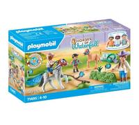 Playmobil 71495 Cavaliers avec poneys et Saut d'obstacles - Horses of Waterfall - Gamme Horses of Waterfall fabriquée avec Plus de 80% de matériaux recyclés ou biosourcés en Moyenne - Dès 4 Ans