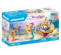Playmobil 71500 Calèche avec sirènes et hippocampes - Princess Magic - Comprend Deux Personnages, Une calèche, des Coquillages Qui se fixent sur la Baignoire et des hippocampes - Dès 4 Ans