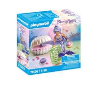 PLAYMOBIL 71502 Sirène avec coquillage et perles - Princess Magic - Comprend un personnage, un grand coquillage en forme de fauteuil, un coquillage qui se fixe sur la baignoire, des perles - Dès 4 ans
