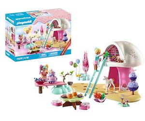 Playmobil 71579 Jeunes Filles avec confiseries - Comprend Deux Personnages, Une Maison en Champignon, Une Licorne, des Tables, des confiseries et des Accessoires - Dès 4 Ans